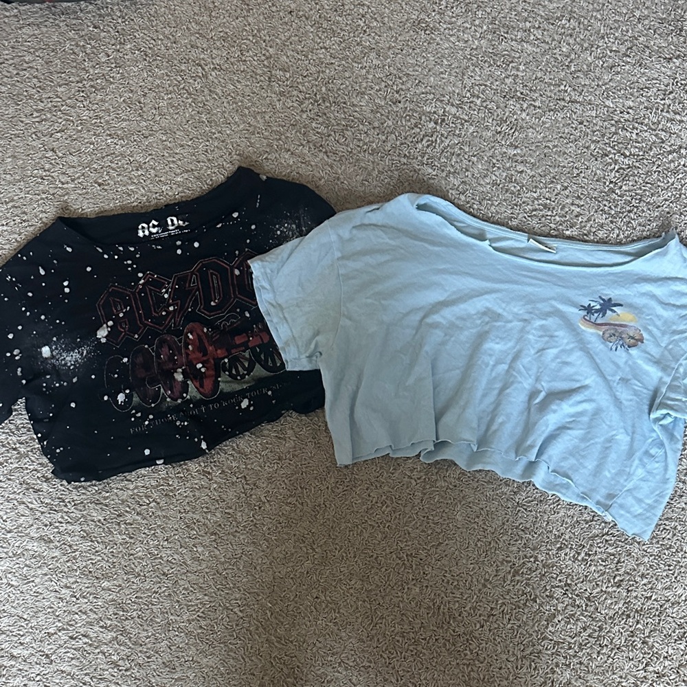 Womens Graphic Tees - Black and Light Blue